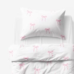 Goldea gyermek pamut ágyneműhuzat - rózsaszín masnik 140 x 200 és 70 x 90 cm