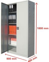  Dulap metalic Eco I A177, metal, gri deschis, 4 rafturi, 2 usi, 90 x 40 x 180 cm, 60 kg/raft (98115077) Dulap arhivare