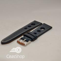  Curea piele GRAND PRIX albastra cusaturi albe 18mm - 41957