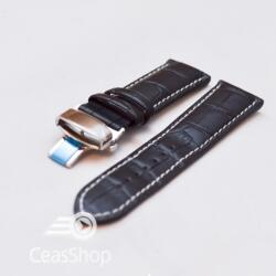  Curea piele vitel captusita deployant cu arc neagra, cusaturi albe 22 mm - 35932 - ceas-shop - 89,00 RON