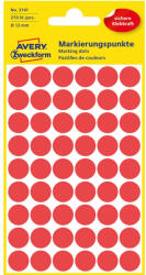 AVERY Etikett címke, o12mm, jelölésre, 54 címke/ív, 5 ív/doboz, Avery piros (3141) - toptoner