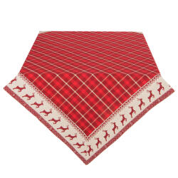Clayre & Eef Fata de masa din bumbac crem rosu model Reni 150x150 cm (NOC15) Fata de masa