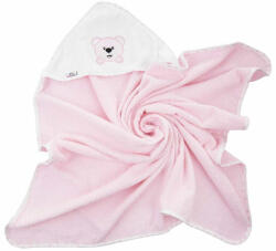 Bocioland Prosop de baie, Bocioland, Cu gluga, 100% bumbac, 80x80 cm, Teddy Bear, Pink (BL024) Prosop