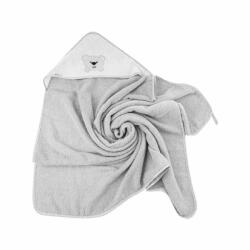 Bocioland Prosop de baie, Bocioland, Cu gluga, 100% bumbac, 80x80 cm, Teddy Bear, Grey (BL021) Prosop