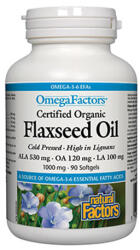 Natural Factors Flaxseed Oil 1000mg. / 90 Softgels