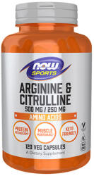NOW Arginine 500mg & Citrulline 250mg / 120Vcaps