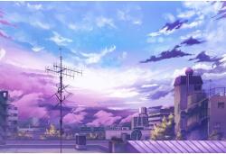  Anime Clouds Buildings Poszter, 61x90cm, poster1199, Többszínű (poster1199-7777777777777787236)