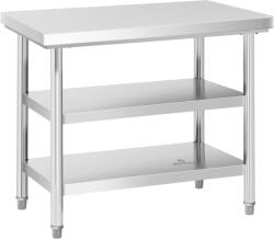 Royal Catering Rozsdamentes acél munkaasztal - ECO - 100 x 70 cm - 500 kg - közbenső polc - Royal Catering (RCWT-100X70-3L-E)