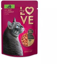 My Love teljes értékű, szaftos alutasak felnőtt macskáknak Marha sárgarépával -zselében 85g - grandopet