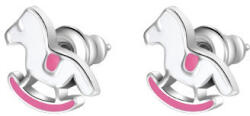 LUCA BARRA Acél fülbevaló, hintaló, rózsaszín és fukszia zománc