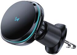 Wozinsky WCT5-Q6S2Y Car Holder with Qi/MagSafe 15W Inductive Charger for Ventilation Grill with Fan - Black