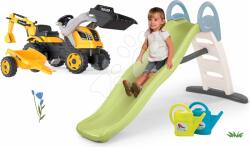 Smoby Set tobogan cu dublu val și tractor cu pedale Toboggan Life Smoby lungmea suprafeței de alunecare 200 cm cu apă și încărcătorul cu excavator și stropitoare (SM820405-22)