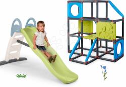 Smoby Set tobogan cu dublu val de 2 metri cu apă Toboggan Life Smoby și cățărătoare cu pereți de cățărat Frame Kraxxl (SM820405-29)