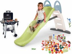 Smoby Set tobogan cu dublu val și grătar pentru grădină Toboggan Life Smoby lungimea suprafeței de alunecare 200 cm cu apă și set de alimente (SM820405-26)