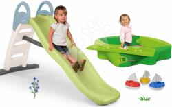 Smoby Set tobogan cu dublu val și nisipar cu capac Toboggan Life Smoby lungmea suprafeței de alunecare 200 cm cu apă și 3 bărci (SM820405-24)