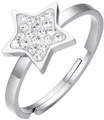 LUCA BARRA Acél gyűrű, csillag és fehér kristályok