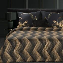 Eurofirany Szatén ágynemű 160x200 Victoria 12 fekete arany levél geometriai Limited Collection Eurofirany