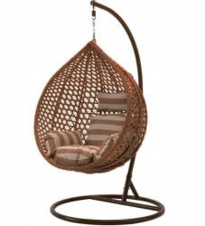 Garden Line Bézs Színű Technorattan Függőfotel, Csíkos Párnával 202 X 110 X 105 Cm