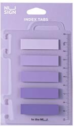 Deli Index autoadeziv plastic 44x12 mm, 5 culori + rigla, violet, DELI NUSIGN (DLENS356-PP)