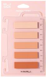 Deli Index autoadeziv plastic 44x12 mm, 5 culori + rigla, roz, DELI NUSIGN (DLENS356-PK)
