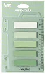 Deli Index autoadeziv plastic 44x12 mm, 5 culori + rigla, verde, DELI NUSIGN (DLENS356-GR)