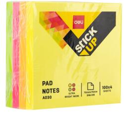 Deli Cub notite autoadezive 76x76 mm, 400 file neon, DELI (DLEA03003)