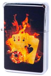 Angelo Benzines öngyújtó króm színű, kártyaparty- 245420-16 (A-245420-16)