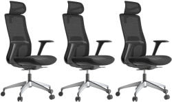 Mercury 3PACK WISDOM ergonomikus irodai szék, fekete műanyag, fekete (3 db)