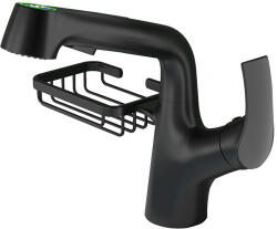 Austler FH-3311 kihúzható fejes mosdó csaptelep - állítható magasság - vízhőfok kijelző (fekete) (FH-3311E)