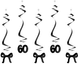  Születésnapi örvények 60. születésnapra masnikkal, fekete, 50 cm (1 pkt / 5 db. ) (SWID7-60-010)