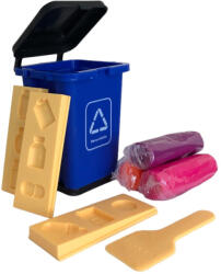  Gyurma készlet kukásedény formában - kék kuka