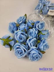  Rózsa selyemvirág fej 6 cm - Világos Kék 814