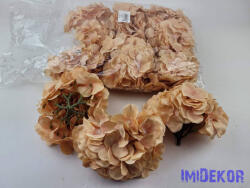  Hortenzia selyemvirág fej dús 54v. 17 cm - Halvány Narancs