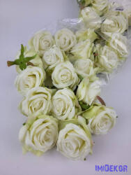  Rózsa selyemvirág fej 6 cm - Zöldes Krém 301