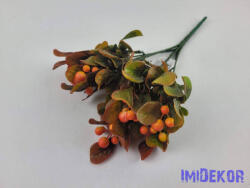  Bogyós 7 ágú mű díszítő csokor 27 cm - Narancs