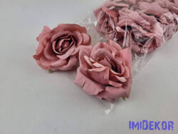  Rózsa selyemvirág fej nyílott 10 cm 911 - Fáradt Rózsaszín