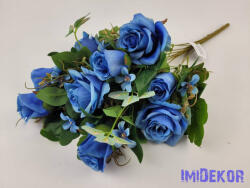  Rózsa 10 ágú féloldalas csokor 51 cm - Kék