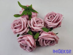  Bársony hatású rózsa fej 7cm - Világos Mályva