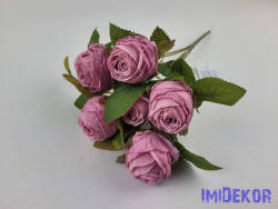  Szárazhatású gömbölyded 6 ágú rózsa csokor 30cm - Fáradt Rózsaszín