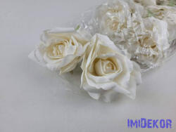  Rózsa selyemvirág fej nyílott 10 cm 911 - Ekrü