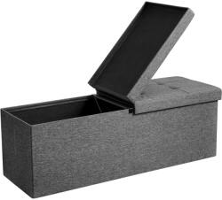 SONGMICS Összecsukható vászon tárolópuff, felnyitható ottomán, sötétszürke 110x38x38cm (LSF76GYZ)