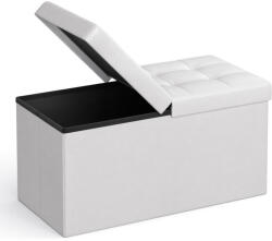SONGMICS Összecsukható vászon tárolópuff, felnyitható ottomán, fehér 76x38x38cm (LSF45WT)
