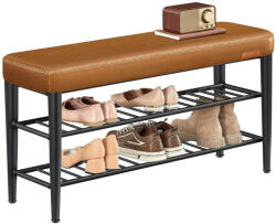 VASAGLE ECHO cipőtároló pad, műbőr borítással, karamellbarna (LSB113K01)