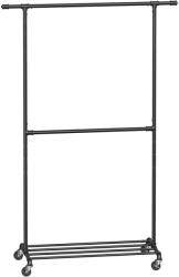 SONGMICS Gurulós ruhaállvány, fekete 130x49x198cm (HSR62BK)