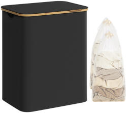 SONGMICS Szennyestartó, 2 rekeszes, 130L, kivehető hálós bélés, oxford szövet, bambusz fogantyúk, (LCB513B01)