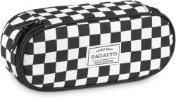 Zagatto Többfunkciós tolltartó, Zagatto®, fekete-fehér, eredeti sakktábla minta, 1 rekeszes, dupla cipzár, vízálló, nejlon/poliészter, 22x9x7 cm, ZG852 (ZG852)