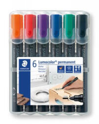 STAEDTLER Alkoholos marker készlet, 2 mm, kúpos, 'Lumocolor 352', 6 különböző szín (TS352WP6) (TS352WP6)