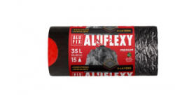 Alufix Szemeteszsák, zárószalagos, 35 l, 15 db, 53x60 cm, 28 , 'Aluflexy', fekete (KHK964) (KHK964)