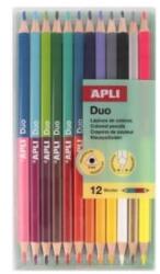 APLI Színes ceruza készlet, kétvégű, háromszögletű, 'Duo', 24 különböző szín (LCA20081D) (LCA20081D)