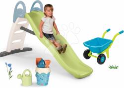 Smoby Set tobogan cu dublu val și set de găleată din trestie de zahăr Toboggan Life Smoby lungimea suprafeței de alunecare 200 cm cu apă și roabă (SM820405-33)